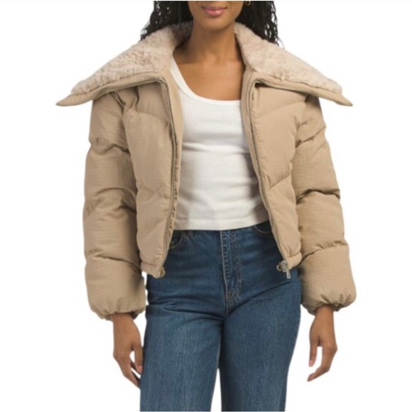 NWT Avec Lec Filles Faux Shearling Detail Puffer Jacket - Picture 5 of 12